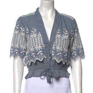 LoveShackFancy Blue Crop Top